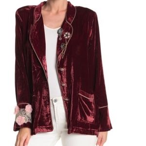 ARATTA Floral Appliqué Velvet Jacket